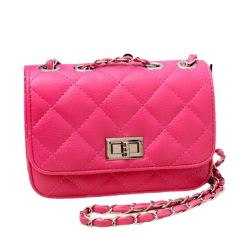 Hot Fuchsia Pink Quilted Looked Crossbody