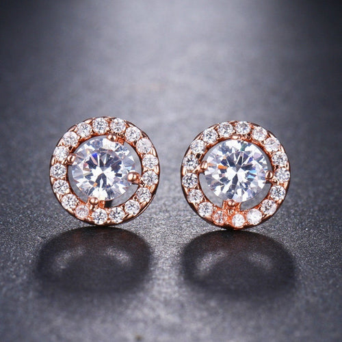 Gold and Rhinestone Style Stud Earrings